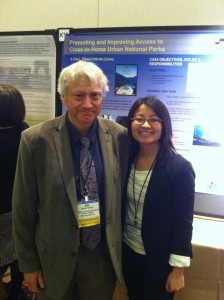 Dorothy Le with her graduate school advisor, presenting a poster on her project as a Transportation Scholar at the Annual Transportation Research Board Meeting in Washington, D.C.