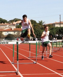 Freshman Matt attacking the hurdles